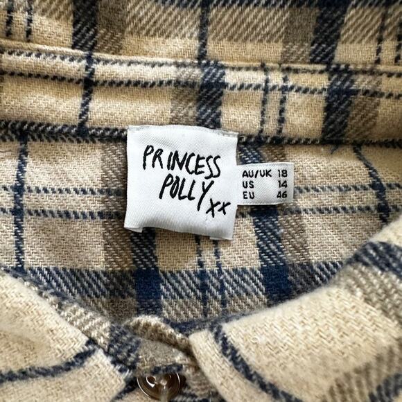 Princess Polly Curve Unity Check Shirt in Blue and Cream - Picture 2 of 4